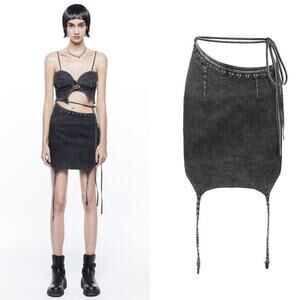 24ans Nichi Denim Asymmetrical Skirt Avant Garde NEW Size Small